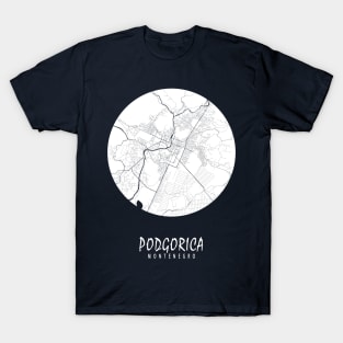 Podgorica, Montenegro City Map - Full Moon T-Shirt